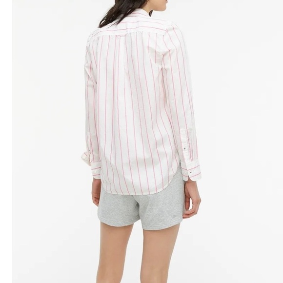 J. Crew | Pink Stripe Classic Fit Washed Cotton Poplin Button Down Shirt Size 6 - Picture 9 of 10